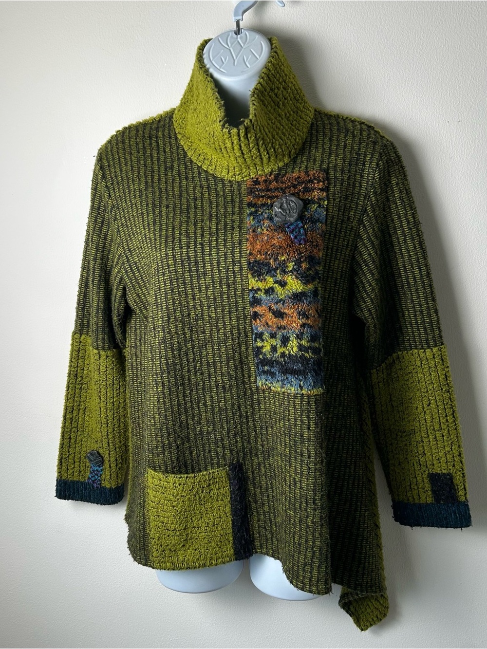 Lee Andersen Sweater Womens S Mock Turtleneck Bohemian Asymmetrical USA